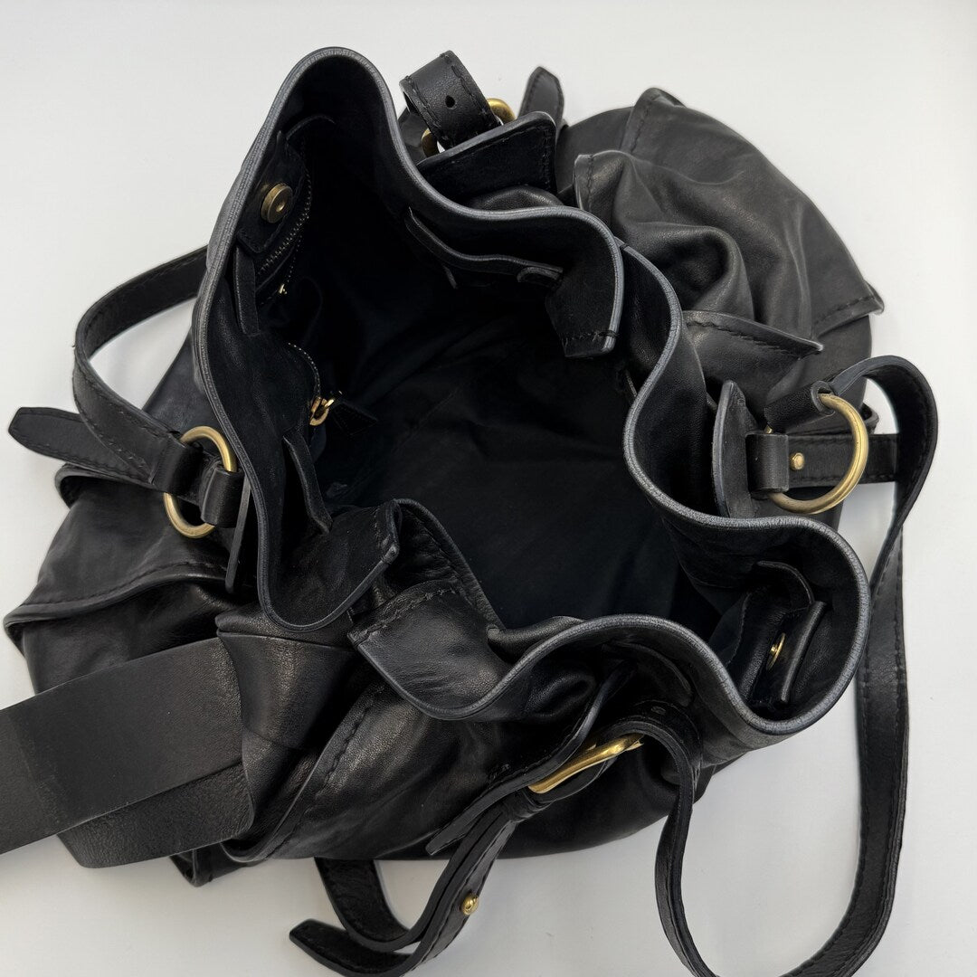 Miu Miu Vitello Leather Black Tote Bag