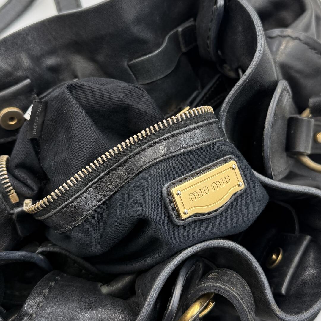 Miu Miu Vitello Leather Black Tote Bag
