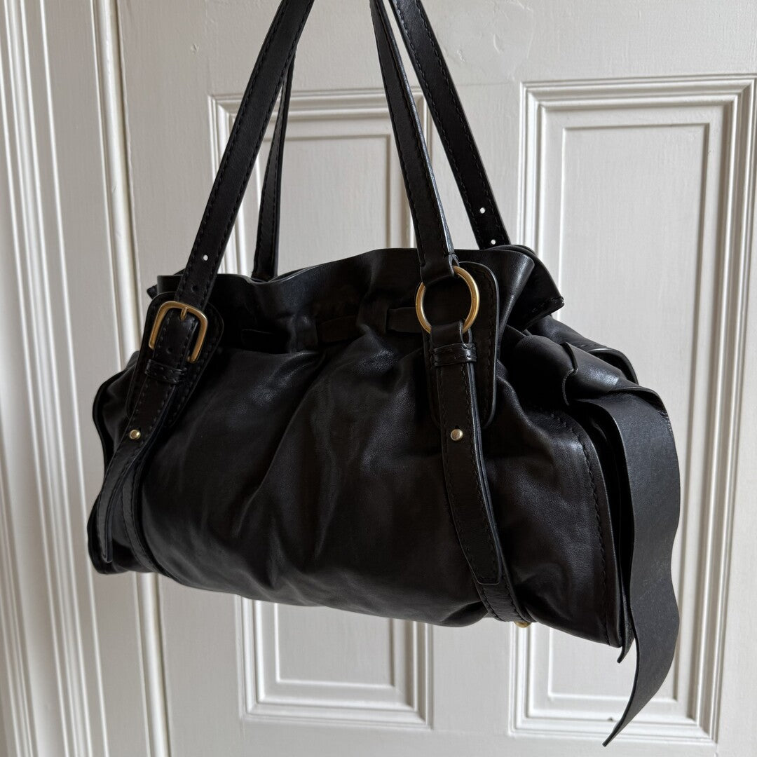 Miu Miu Vitello Leather Black Tote Bag