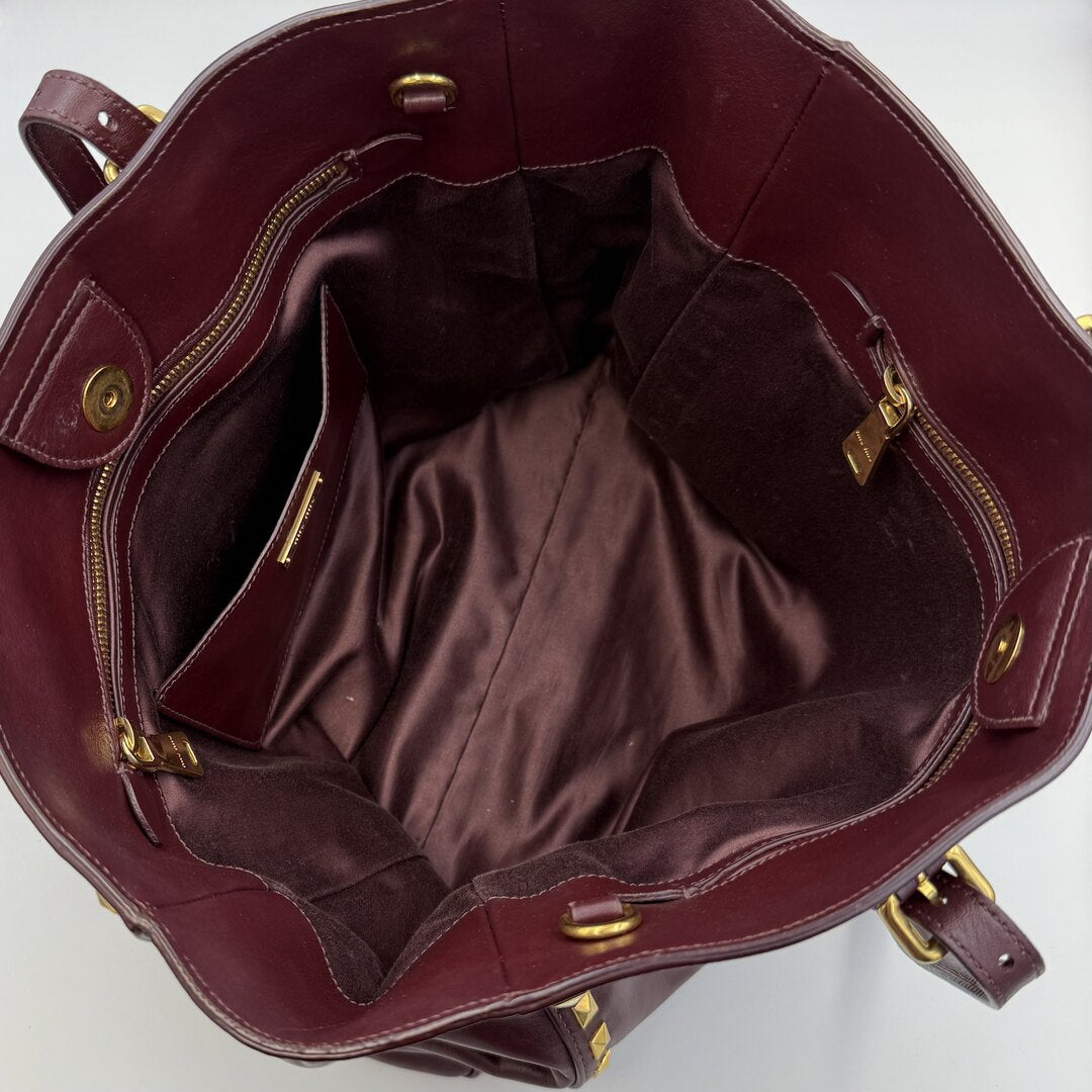 Miu Miu Studded Vitello Brown Leather Tote Bag