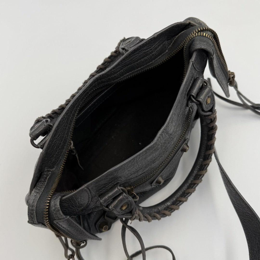 2015 Balenciaga Mini City Leather Grey Handbag