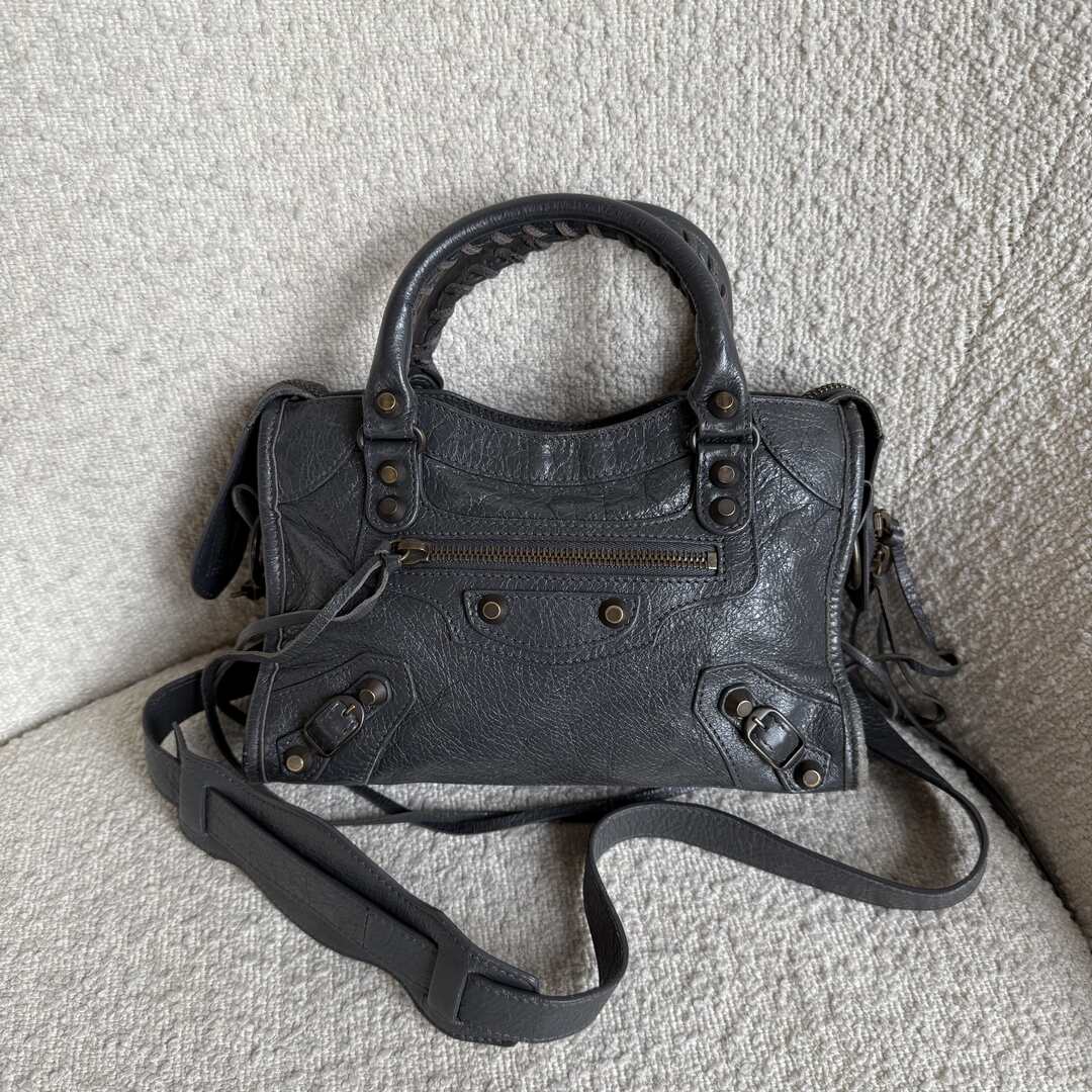 2015 Balenciaga Mini City Leather Grey Handbag