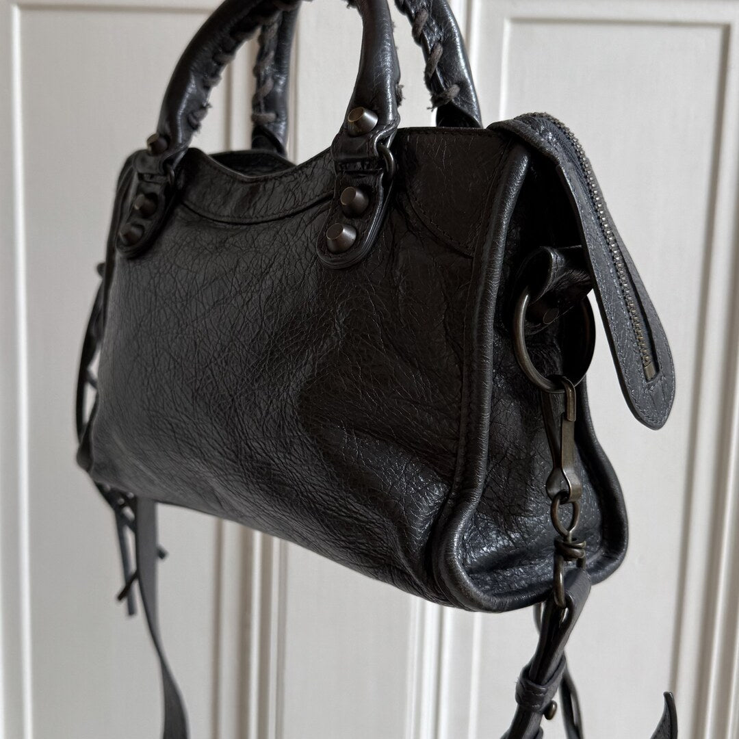 2015 Balenciaga Mini City Leather Grey Handbag
