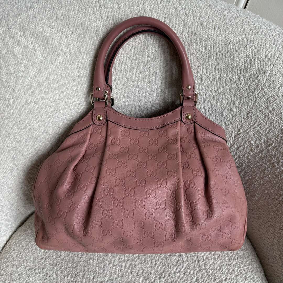 Gucci Guccissima Sukey Leather Pink Tote Bag