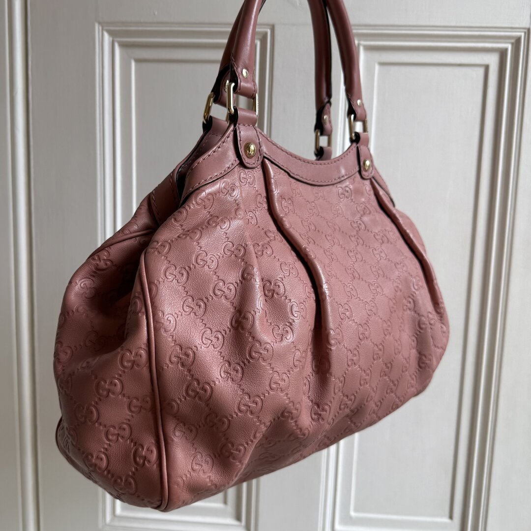 Gucci Guccissima Sukey Leather Pink Tote Bag