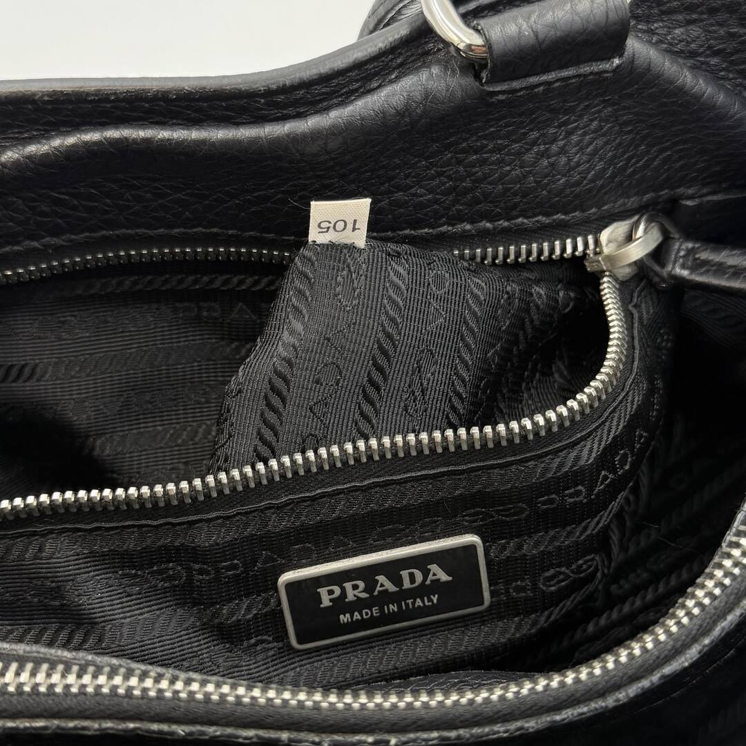 Prada Vitello Daino Leather Black Tote Bag
