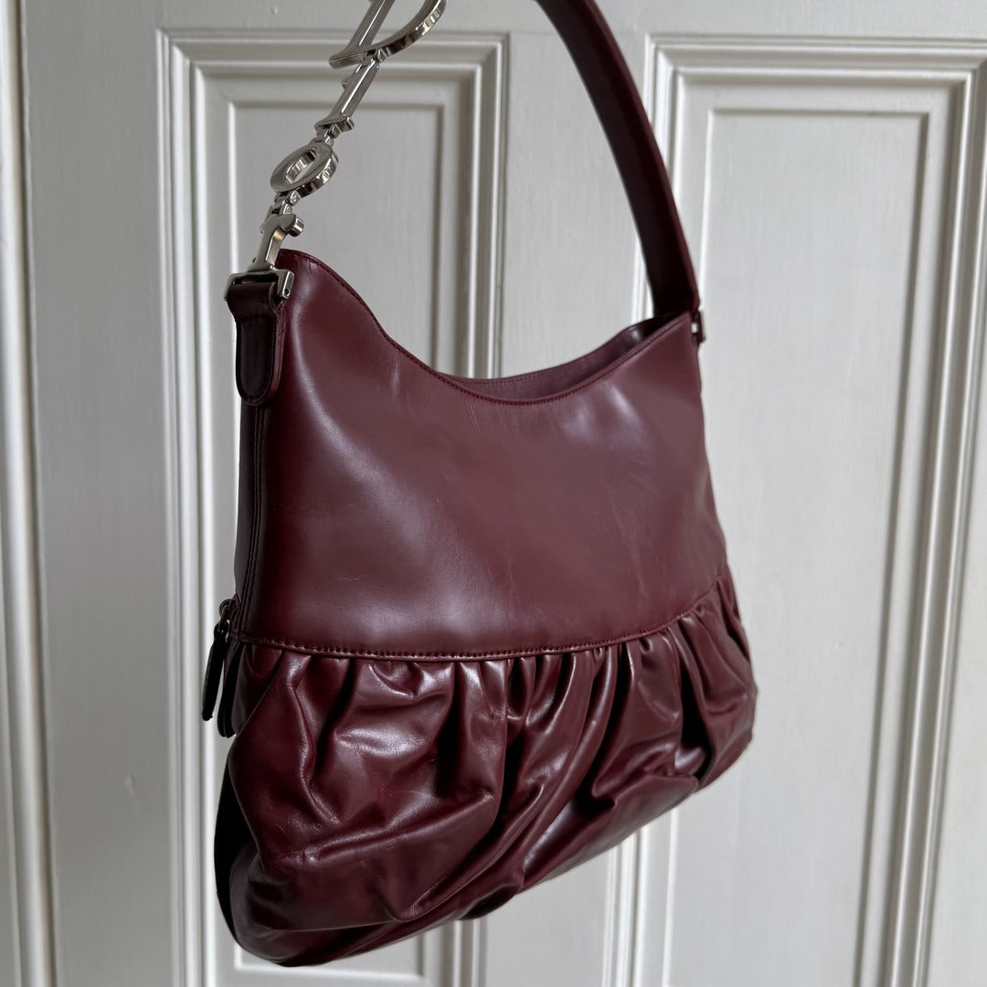 Rare Dior Corset Ballerina Bordeaux Leather Shoulder Bag