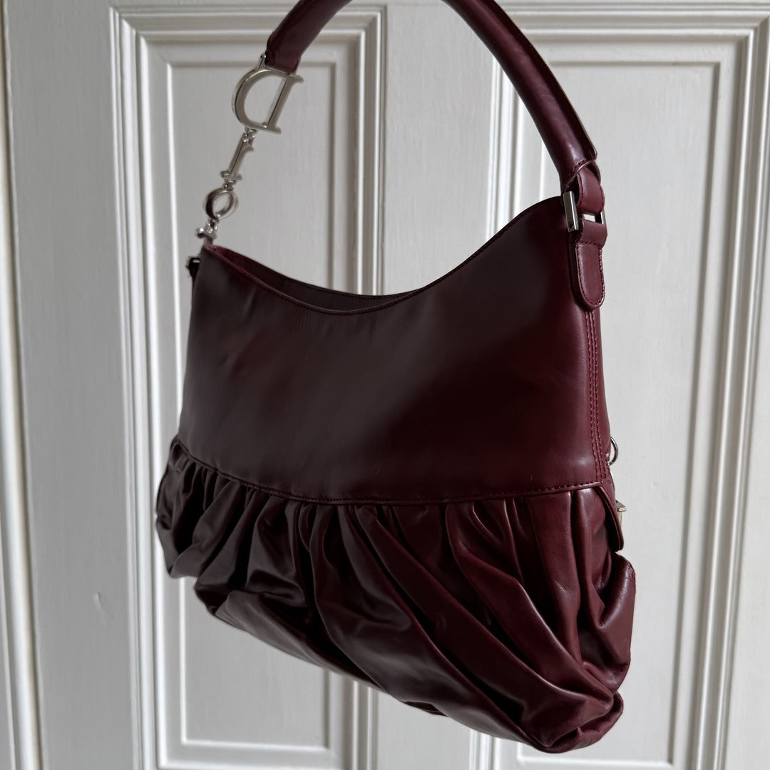 Rare Dior Corset Ballerina Bordeaux Leather Shoulder Bag