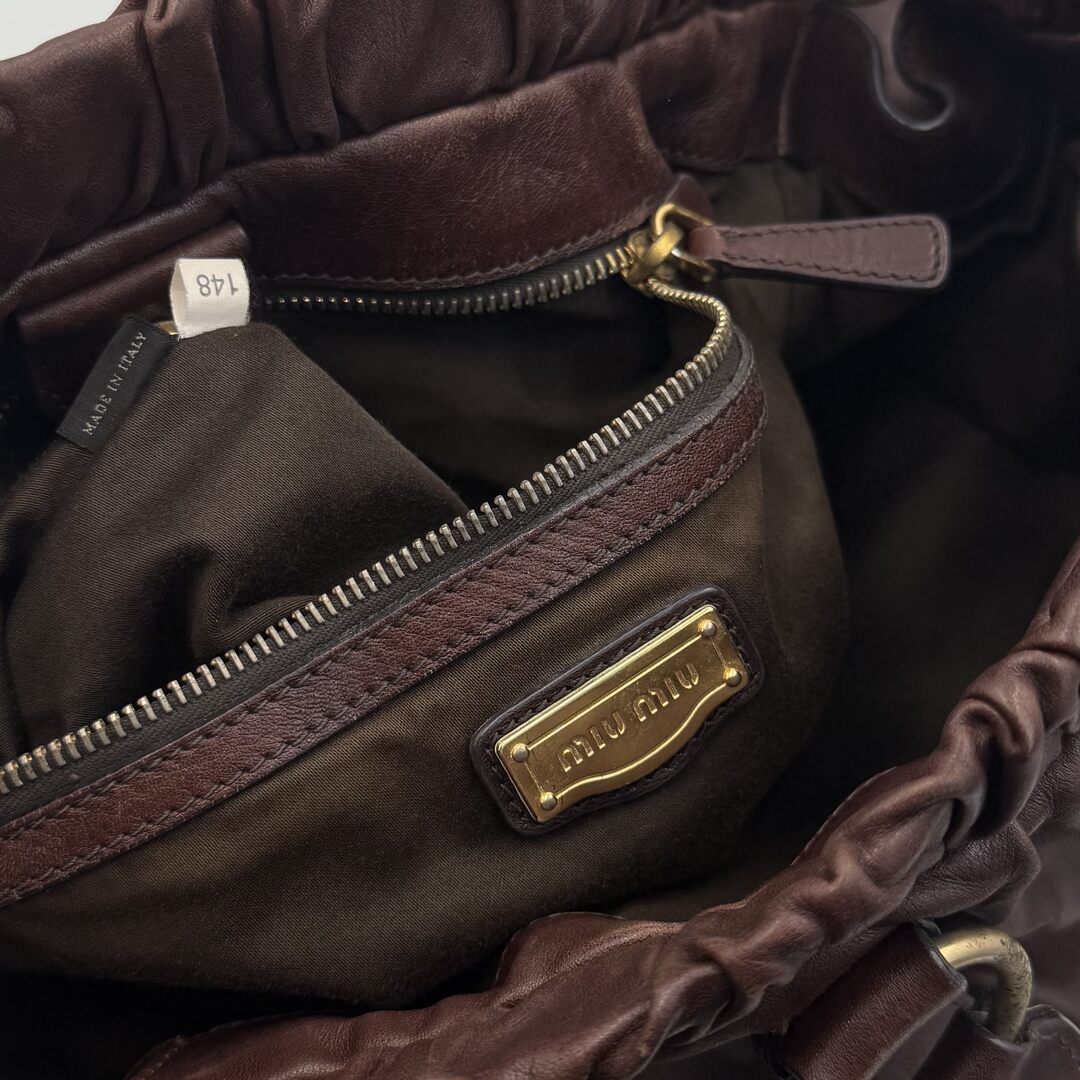 Miu Miu XL Vitello Leather Brown Handbag