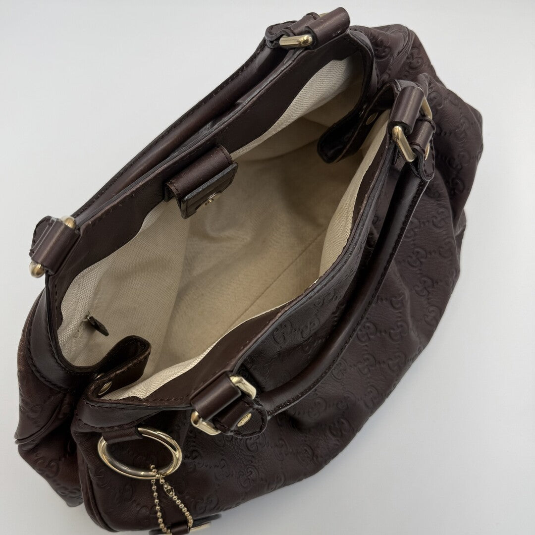 Gucci Guccissima Sukey Leather Brown Tote Bag