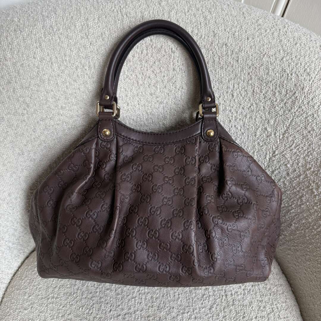Gucci Guccissima Sukey Leather Brown Tote Bag