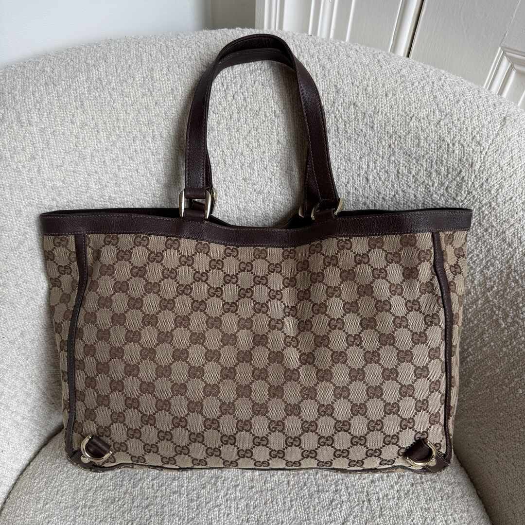 Gucci GG Canvas Abbey D-Ring Brown Tote Bag