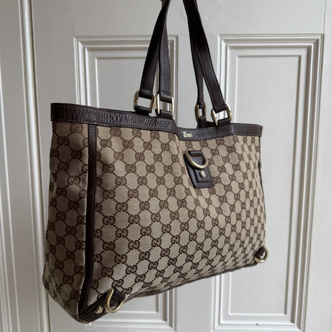 Gucci GG Canvas Abbey D-Ring Brown Tote Bag