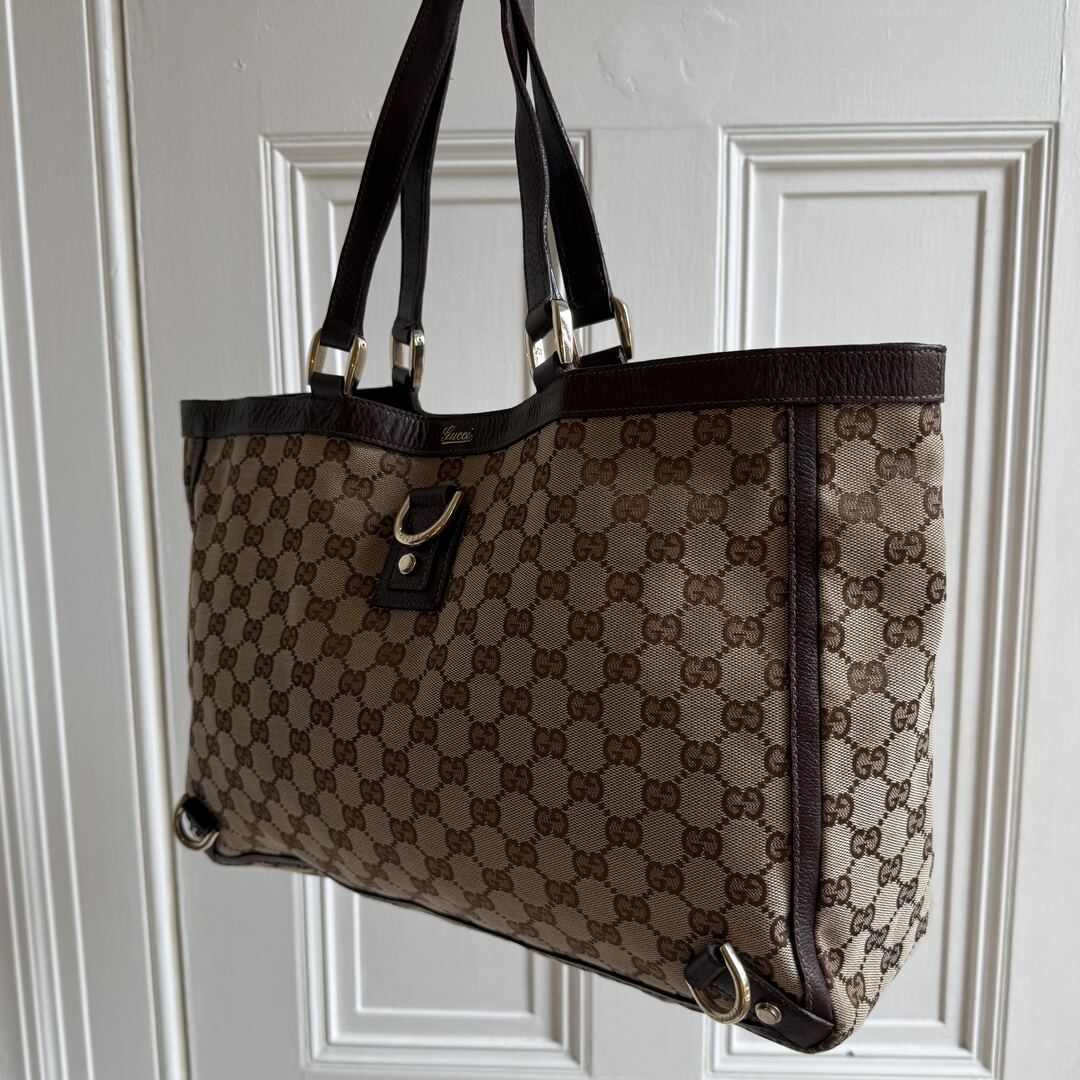 Gucci GG Canvas Abbey D-Ring Brown Tote Bag