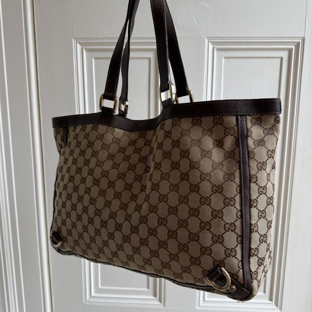 Gucci GG Canvas Abbey D-Ring Brown Tote Bag
