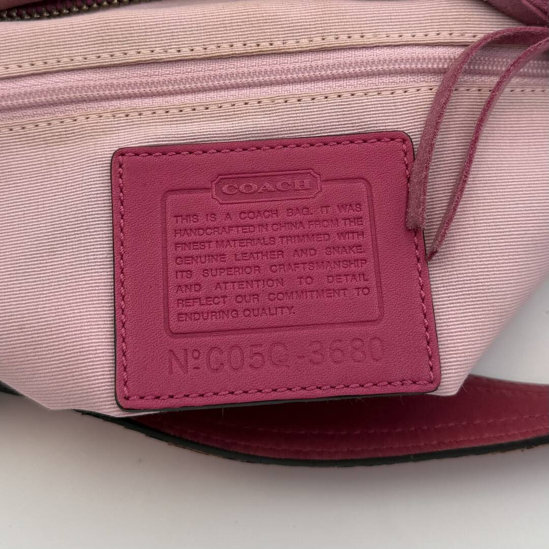 Coach Signature Patchwork Croissant Pink Shoulder Bag