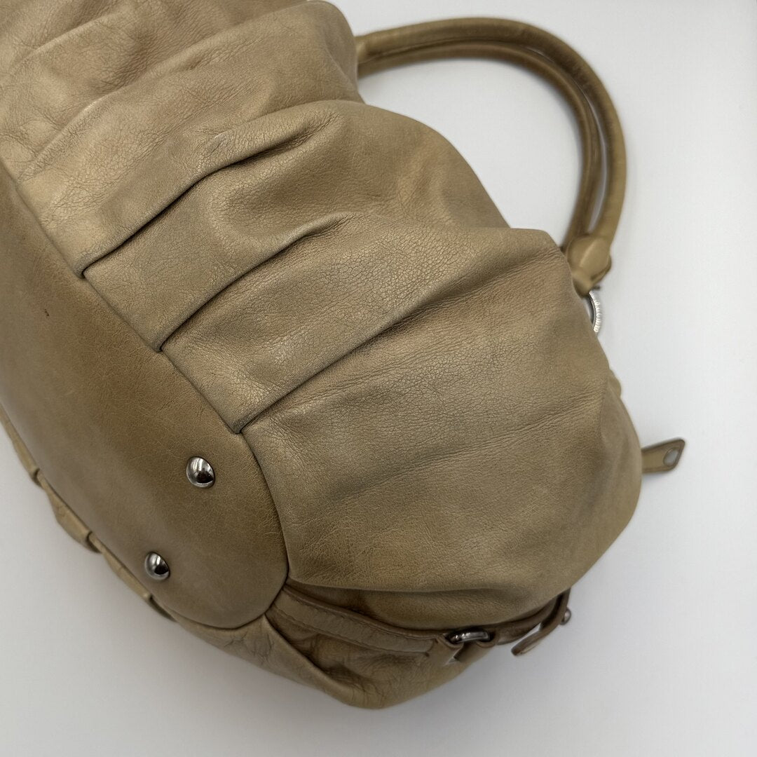 Miu Miu Hobo Leather Beige Shoulder Bag