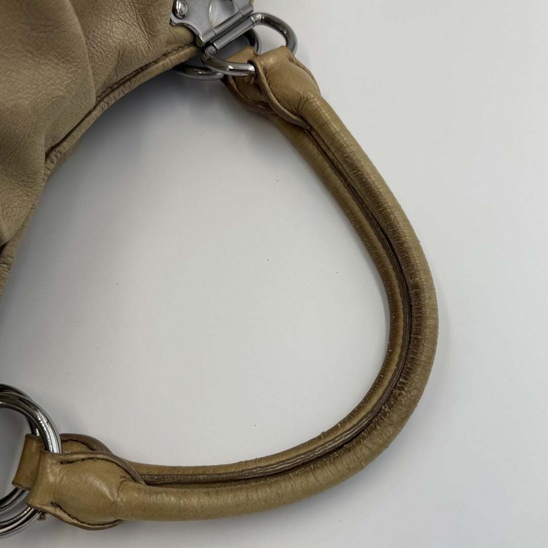 Miu Miu Hobo Leather Beige Shoulder Bag