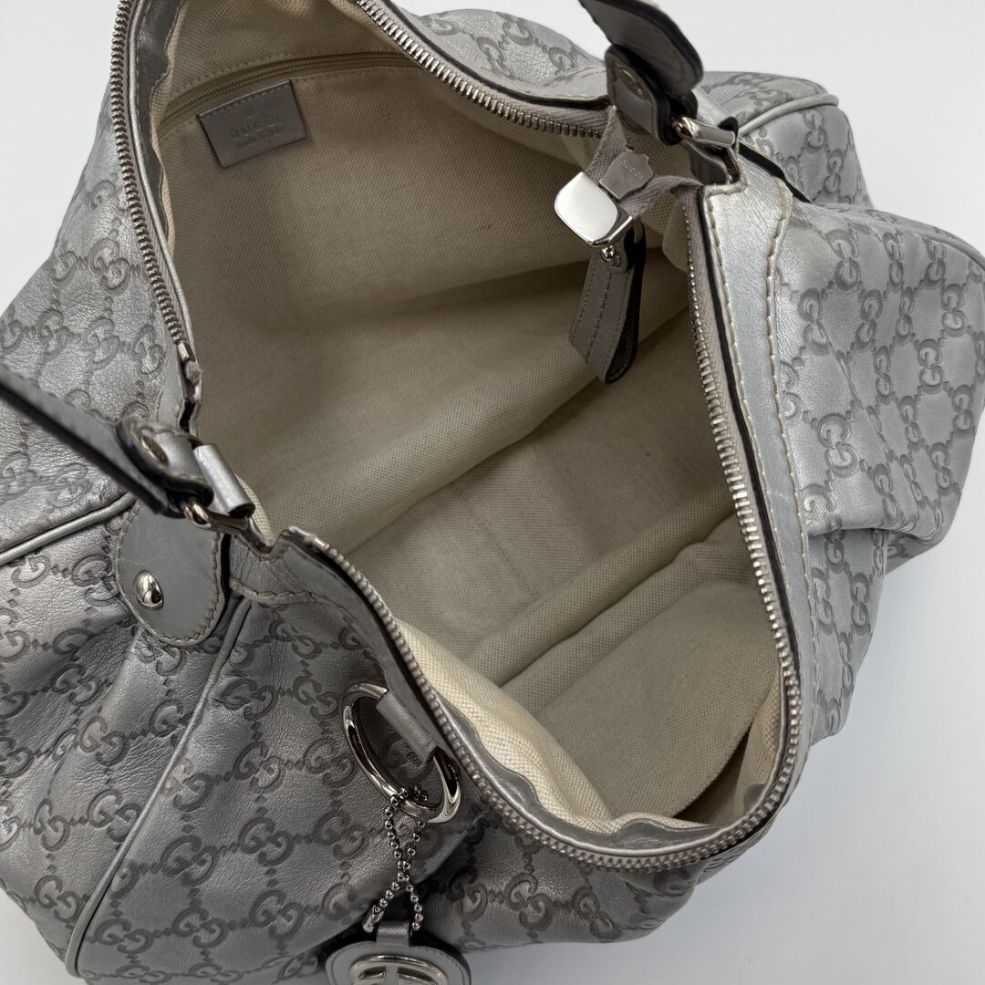 Gucci Sukey Metallic Silver Leather Shoulder Bag