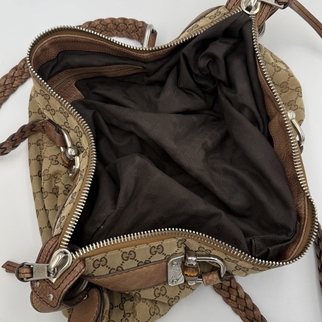 Gucci GG Canvas Bamboo Brown Shoulder Bag