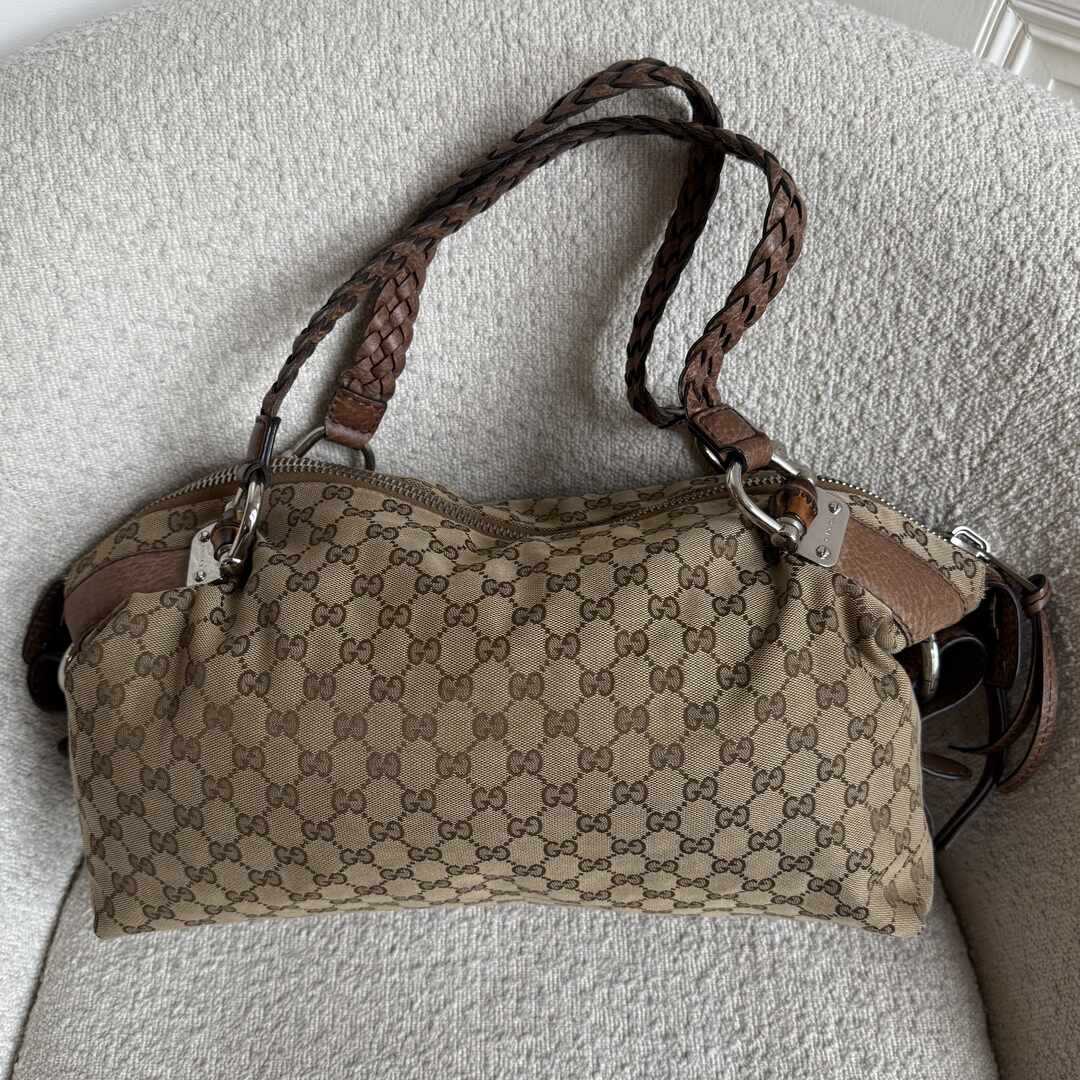 Gucci GG Canvas Bamboo Brown Shoulder Bag