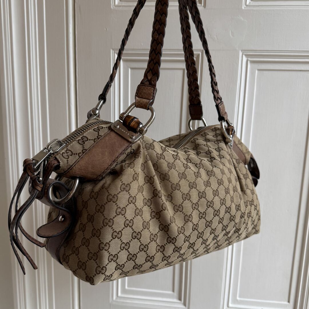 Gucci GG Canvas Bamboo Brown Shoulder Bag