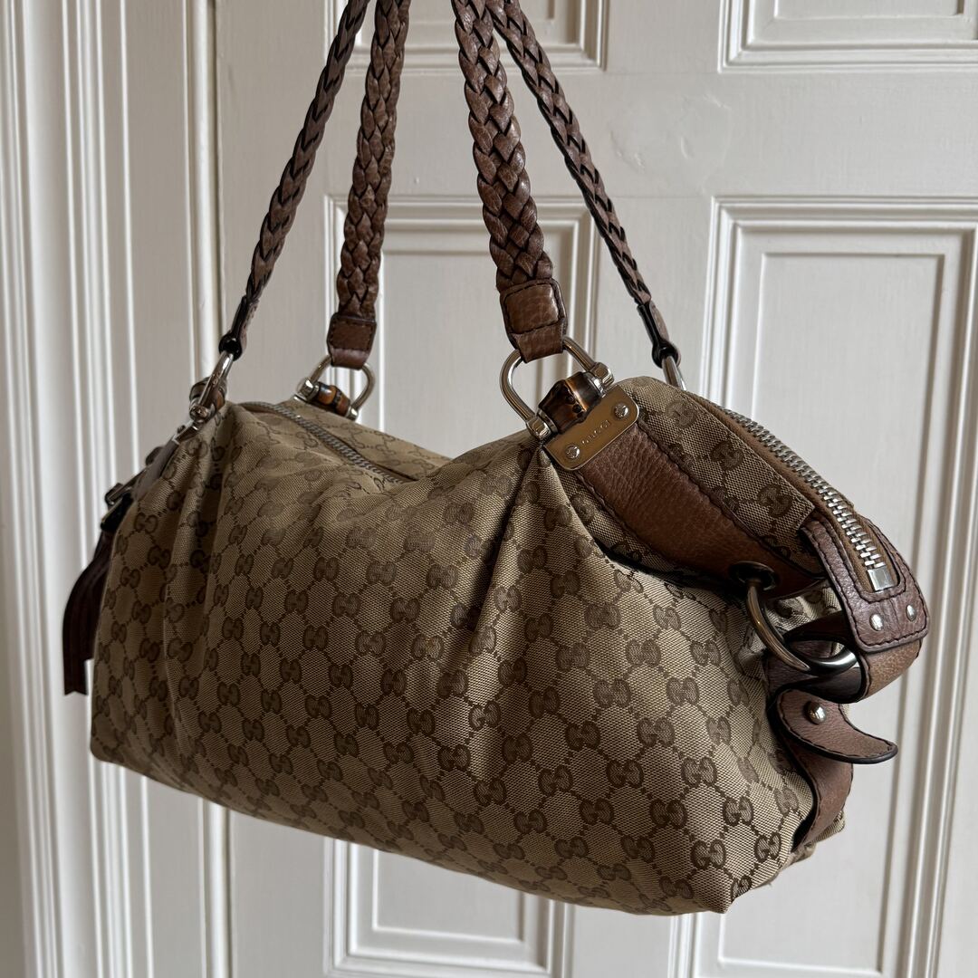 Gucci GG Canvas Bamboo Brown Shoulder Bag