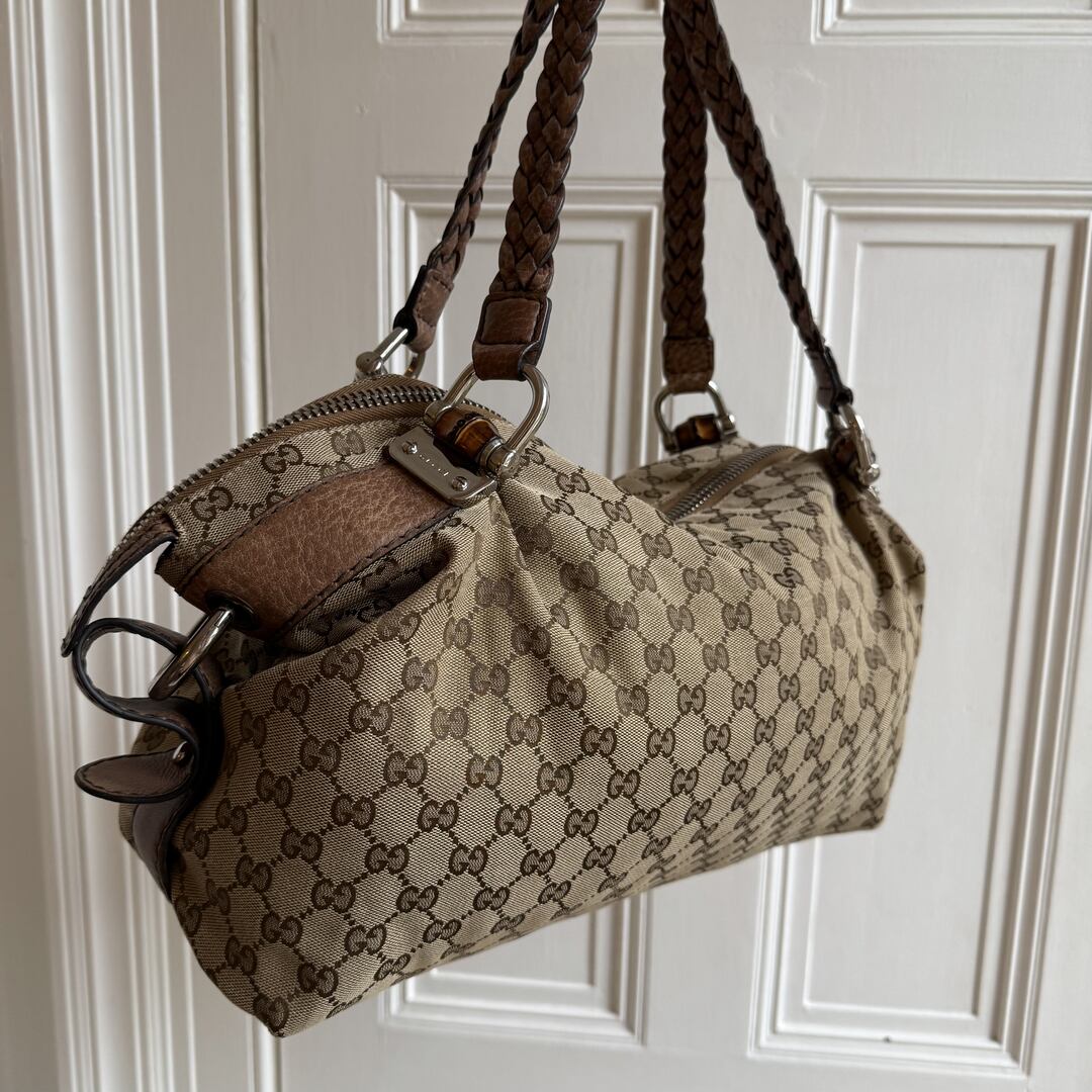 Gucci GG Canvas Bamboo Brown Shoulder Bag