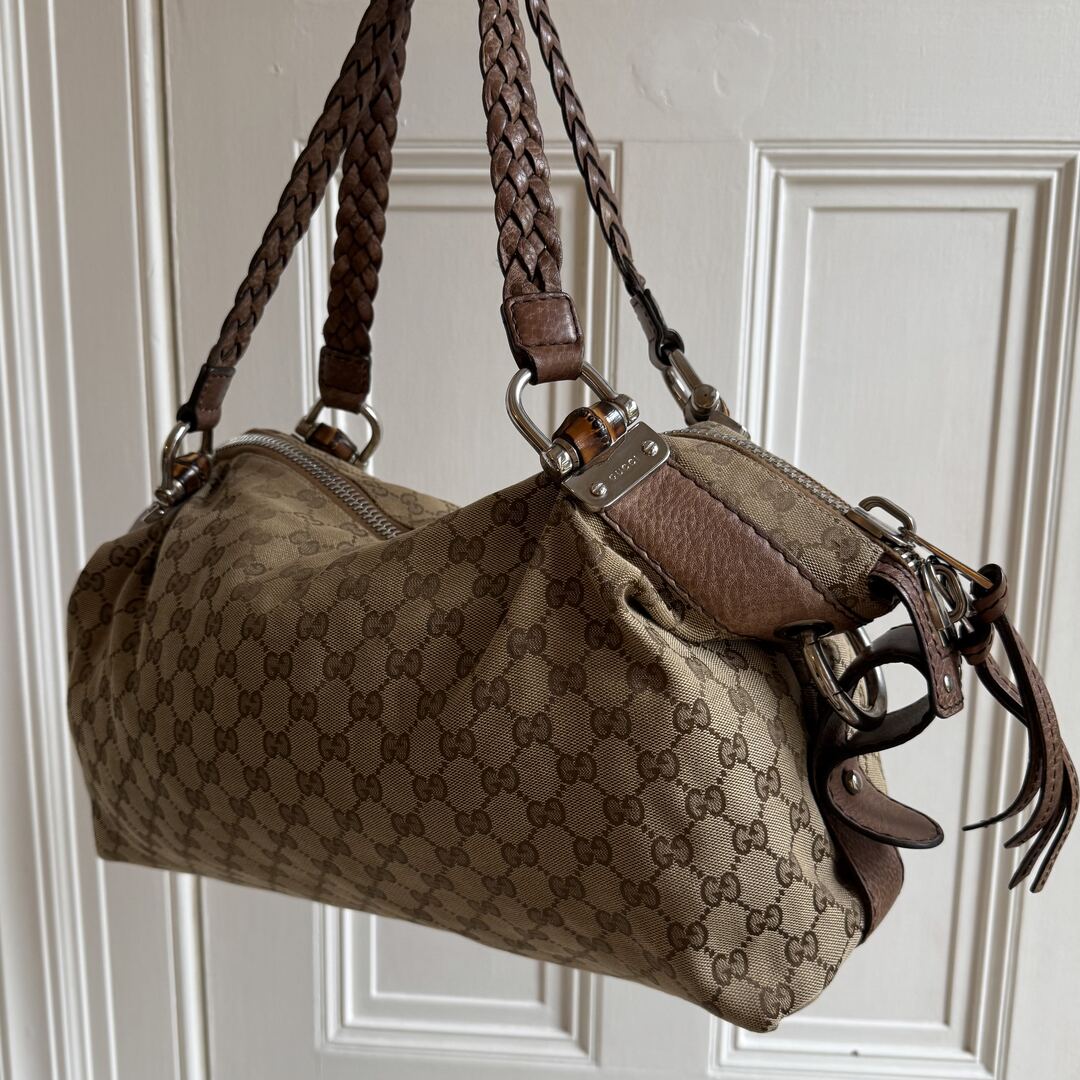 Gucci GG Canvas Bamboo Brown Shoulder Bag