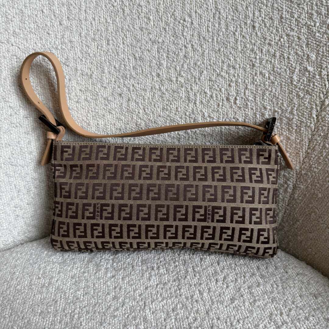 Fendi Zucchino Beige Shoulder Bag