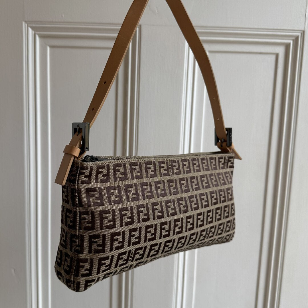Fendi Zucchino Beige Shoulder Bag