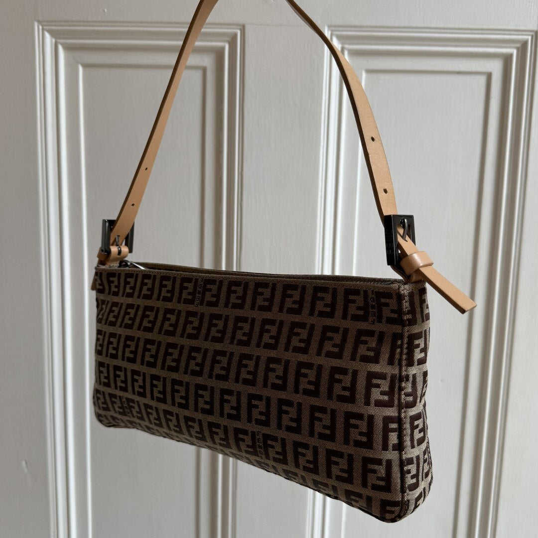 Fendi Zucchino Beige Shoulder Bag