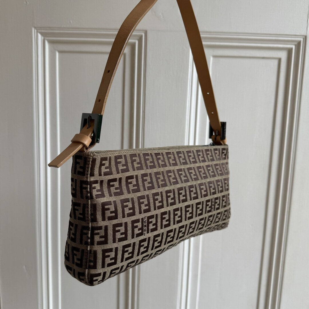 Fendi Zucchino Beige Shoulder Bag