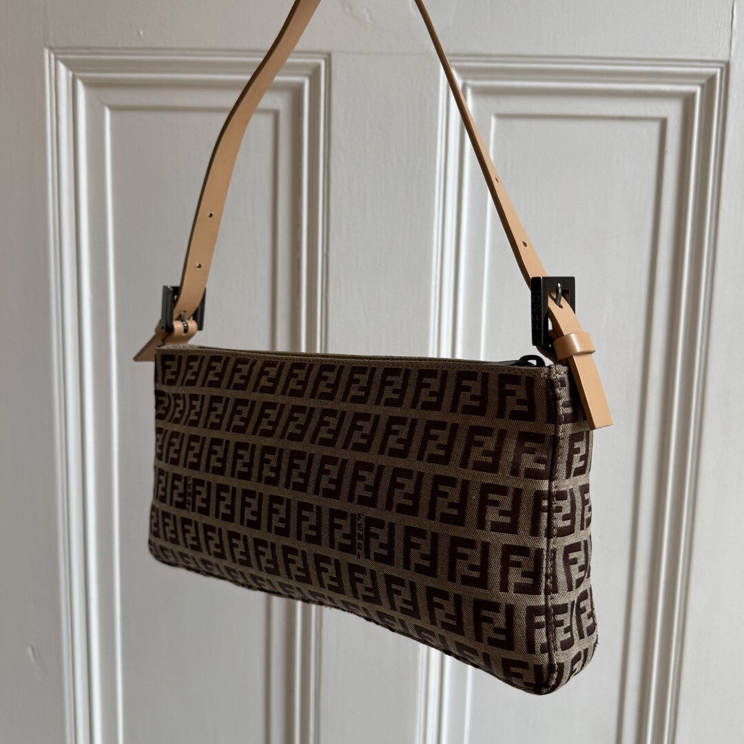 Fendi Zucchino Beige Shoulder Bag