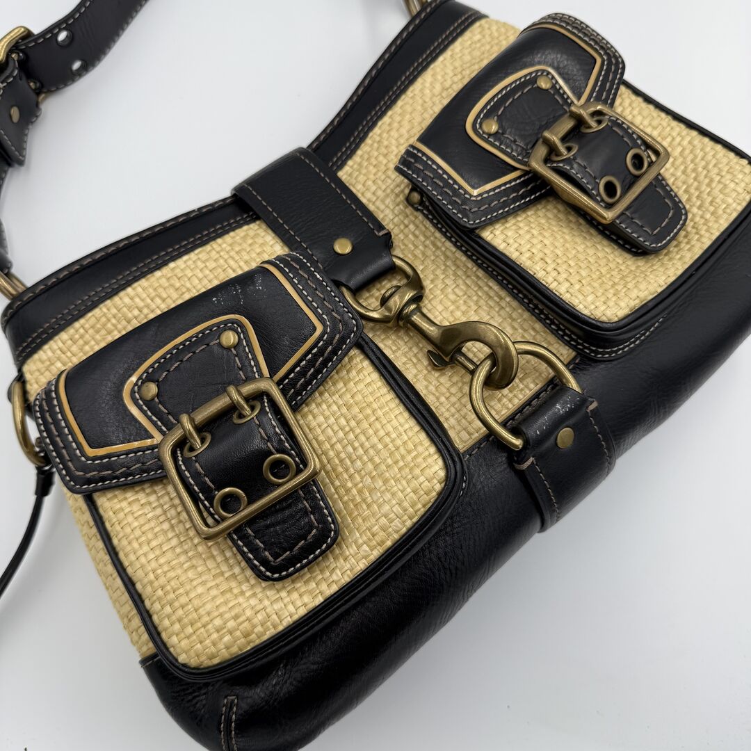 Coach Legacy Straw Black Shoulder Bag