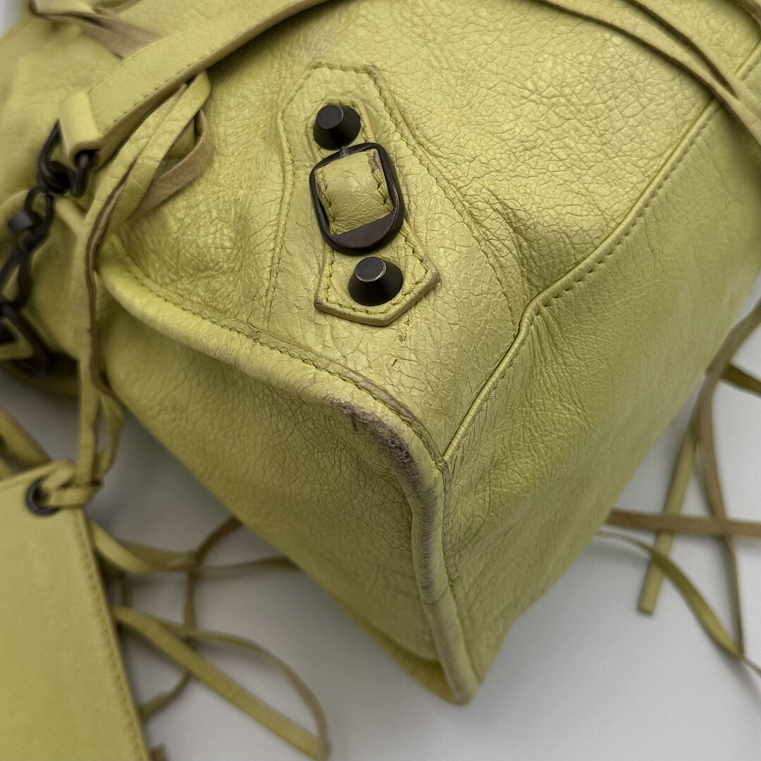 2015 Balenciaga The City Leather Lime Green Handbag