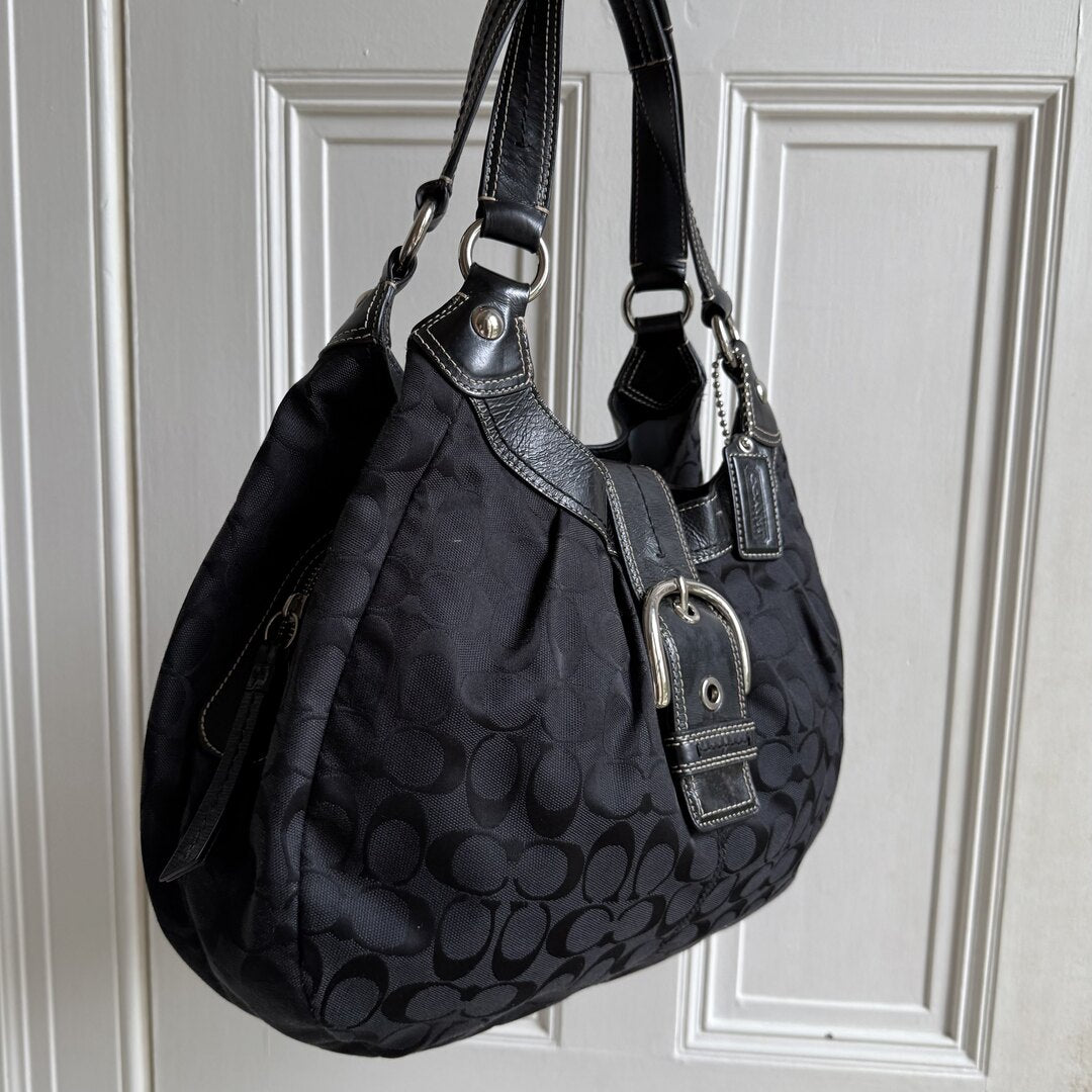 Coach Signature Hobo Black Shoulder Bag