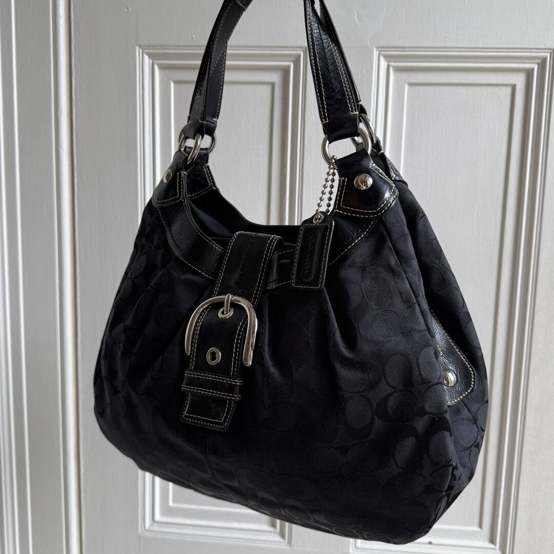 Coach Signature Hobo Black Shoulder Bag