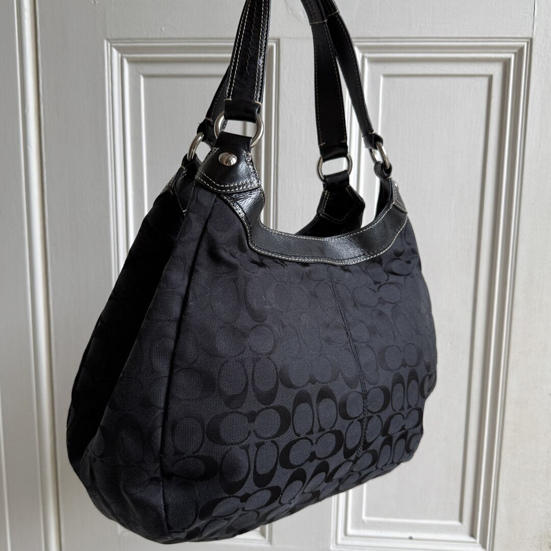Coach Signature Hobo Black Shoulder Bag