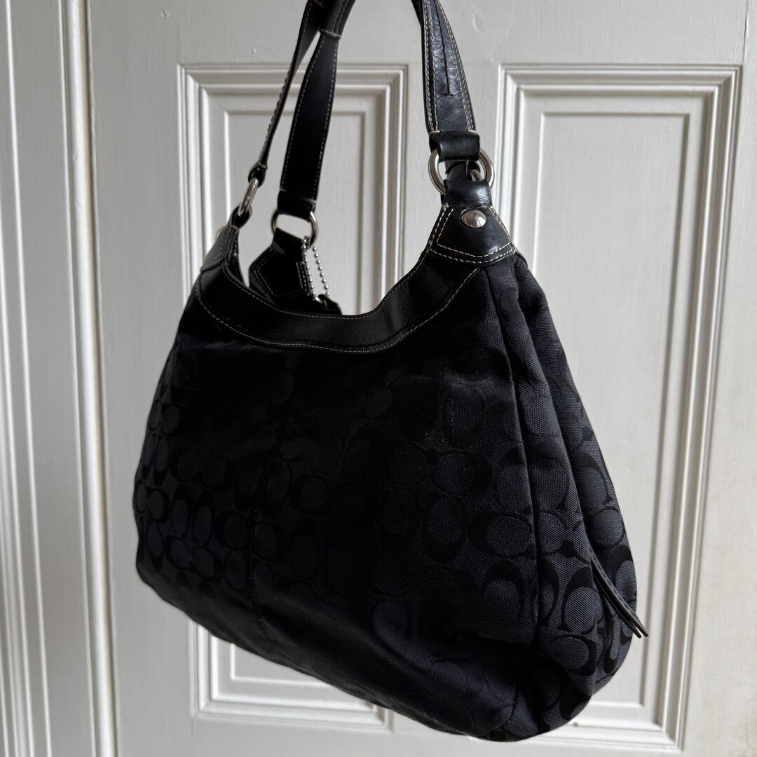 Coach Signature Hobo Black Shoulder Bag