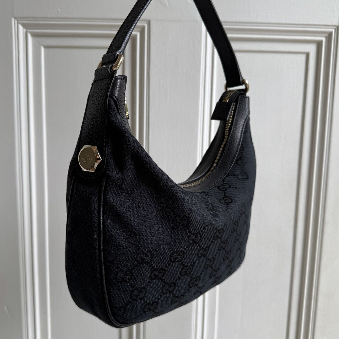 Gucci GG Canvas Black Shoulder Bag