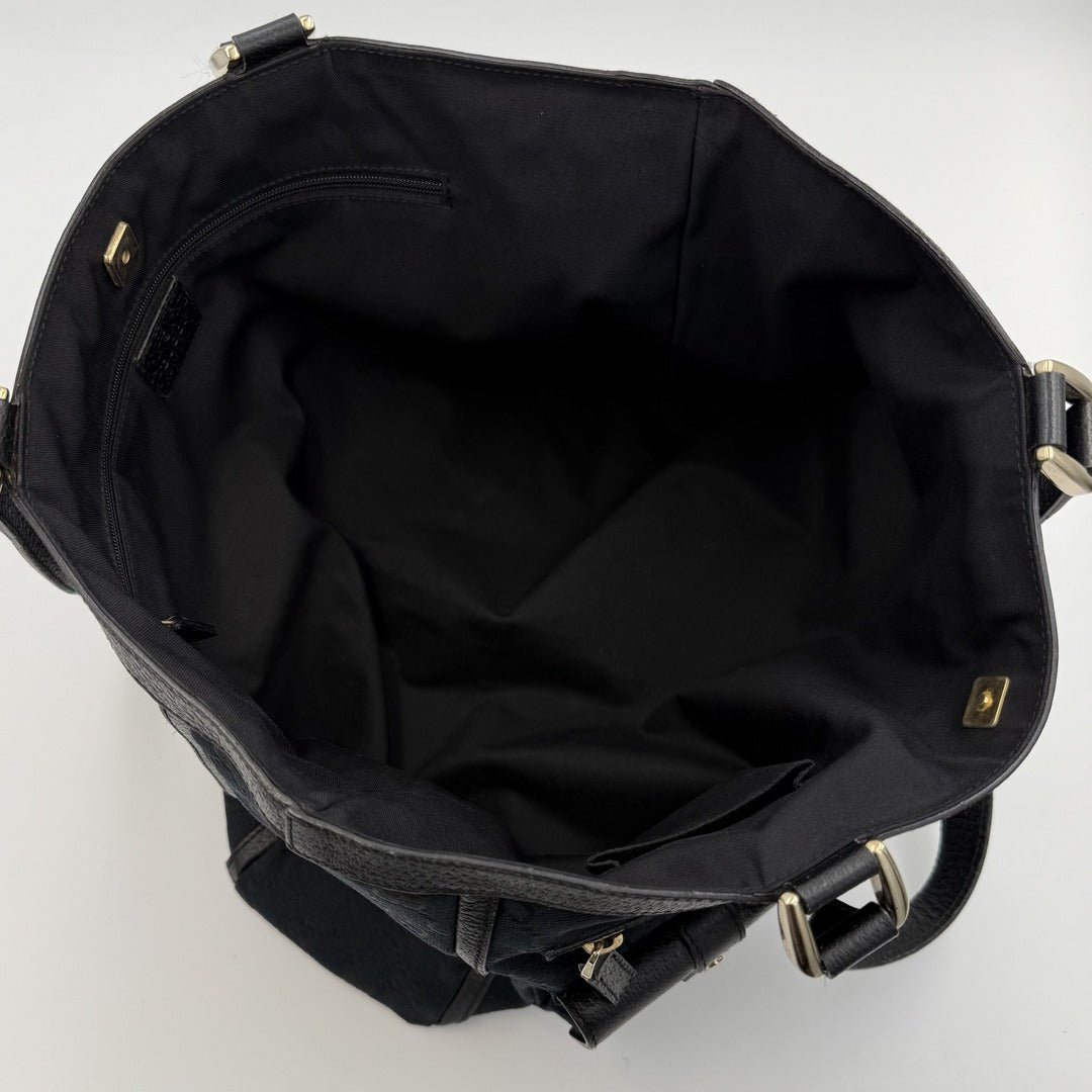 Gucci GG Canvas Abbey D-Ring Pocket Black Tote Bag