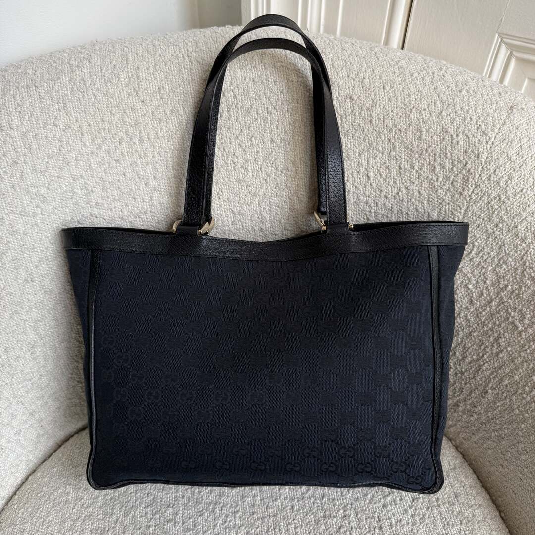 Gucci GG Canvas Abbey D-Ring Pocket Black Tote Bag