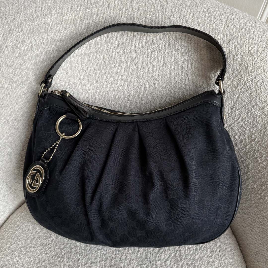 Gucci GG Canvas Sukey Black Tote Bag