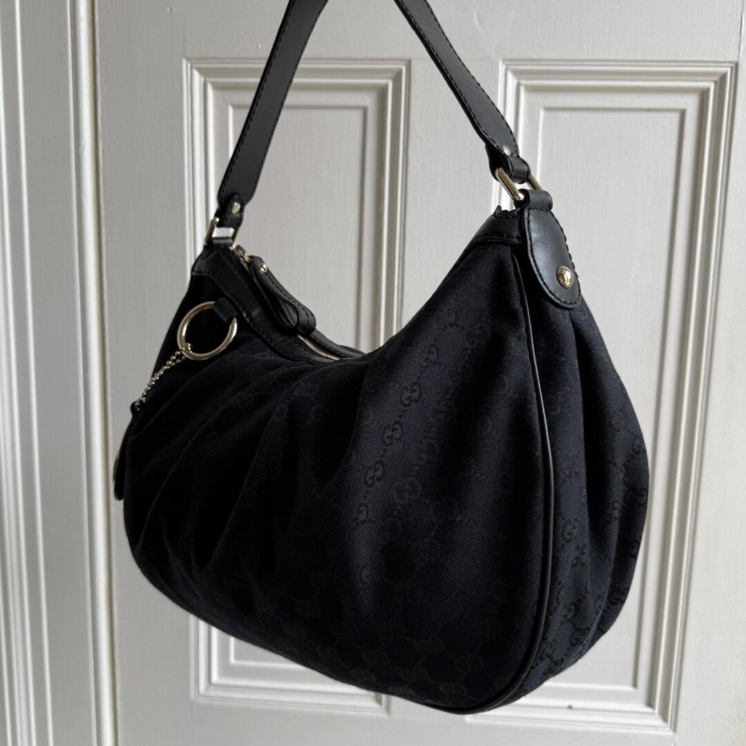 Gucci GG Canvas Sukey Black Tote Bag