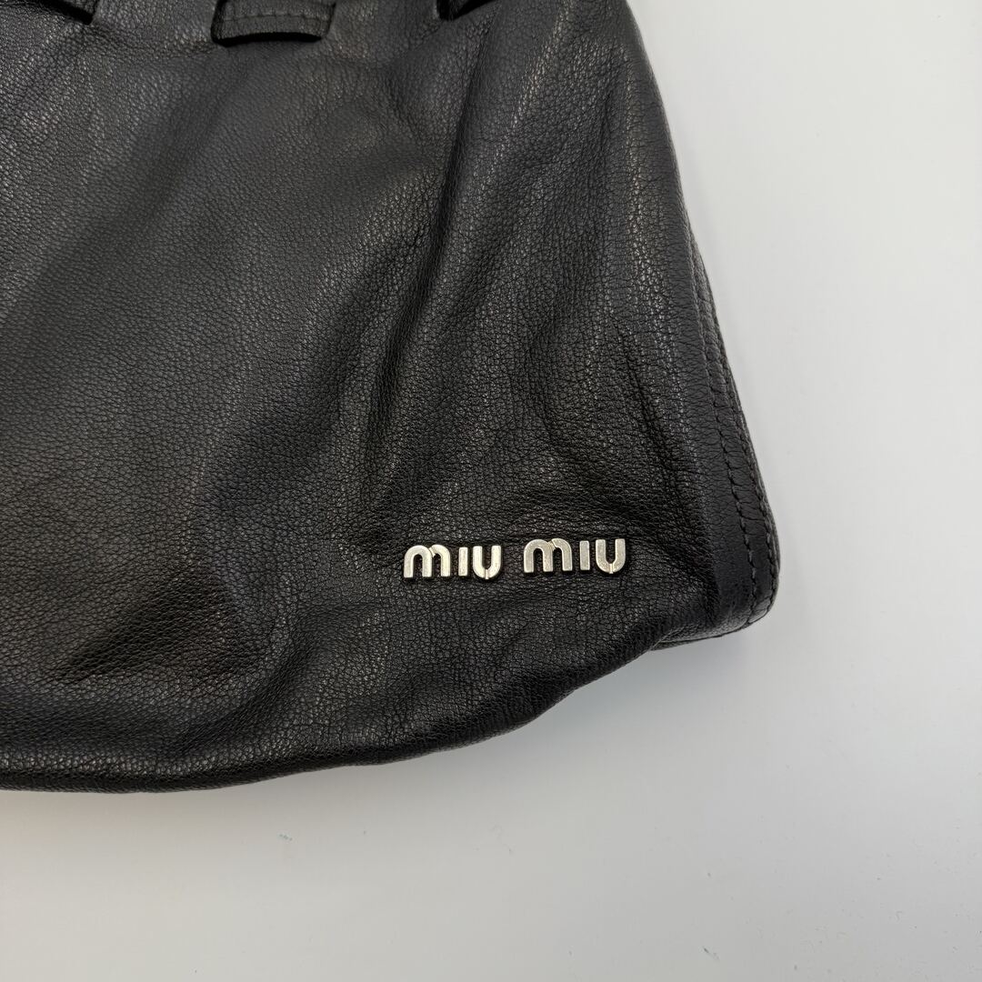 2000s Miu Miu Hobo Leather Black Shoulder Bag