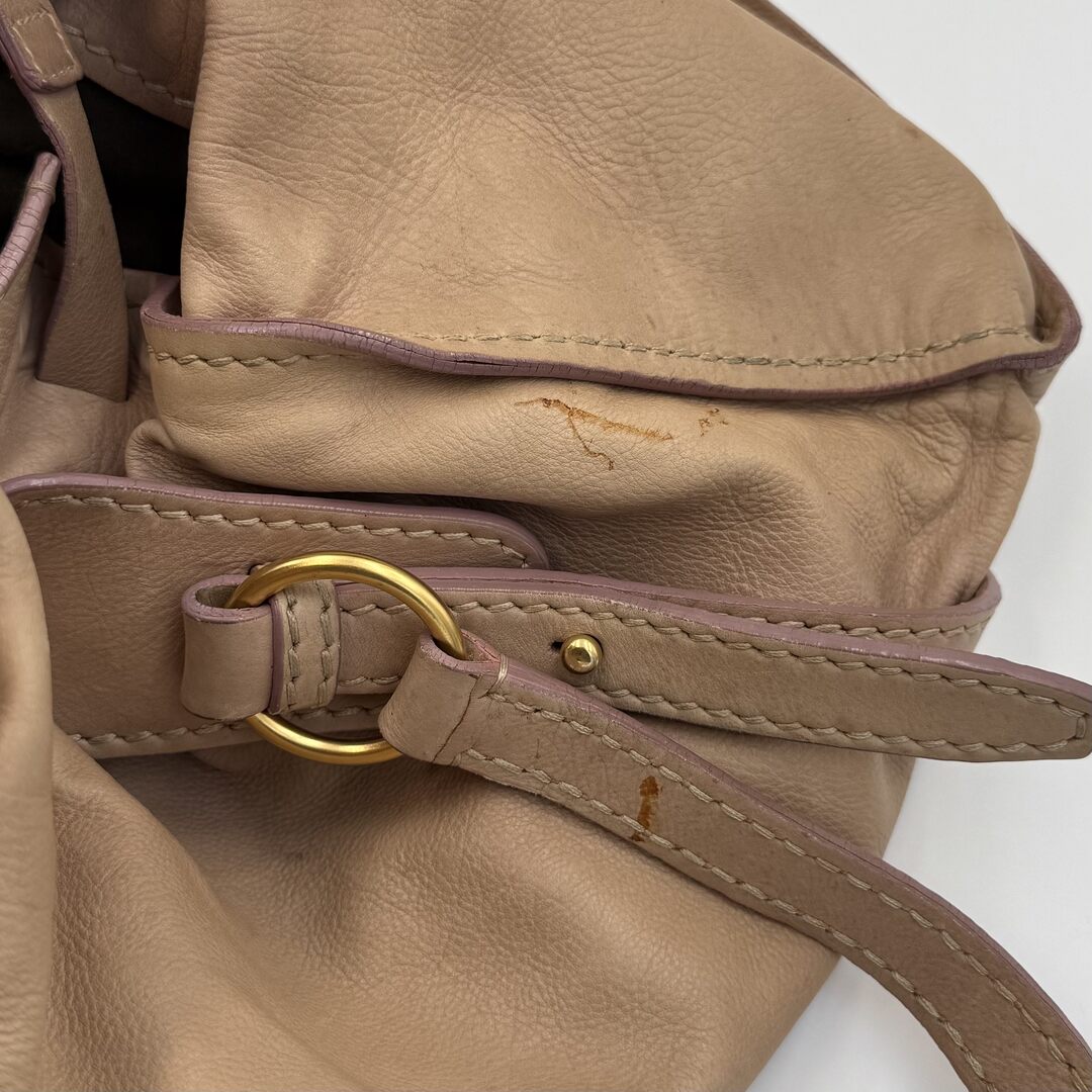 Miu Miu Vitello Leather Beige Tote Bag
