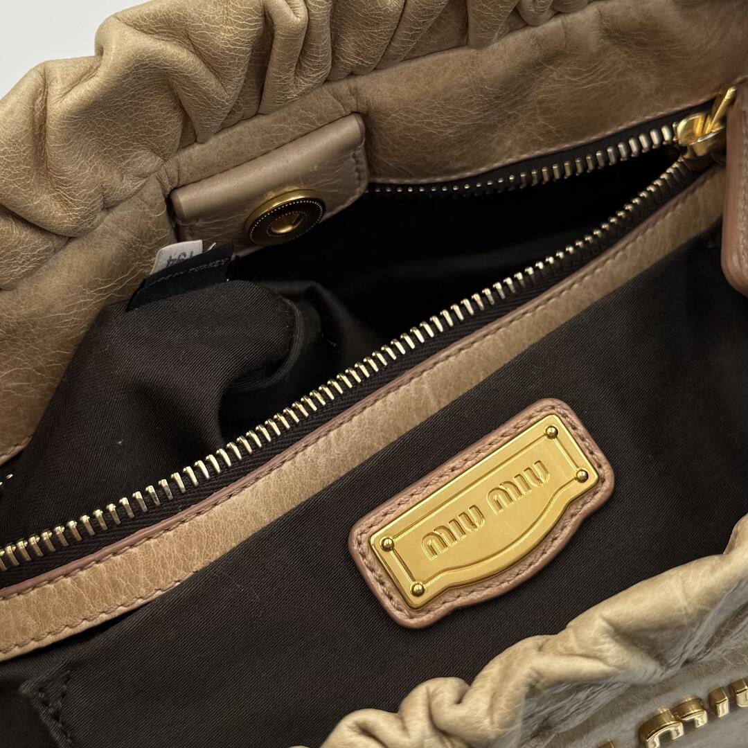 Miu Miu Vitello Beige Leather Handbag
