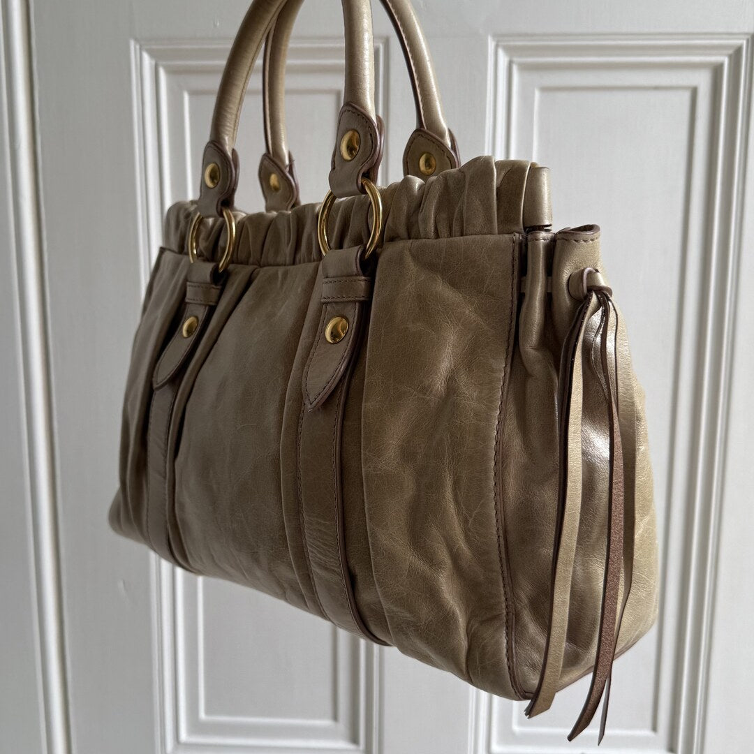 Miu Miu Vitello Beige Leather Handbag