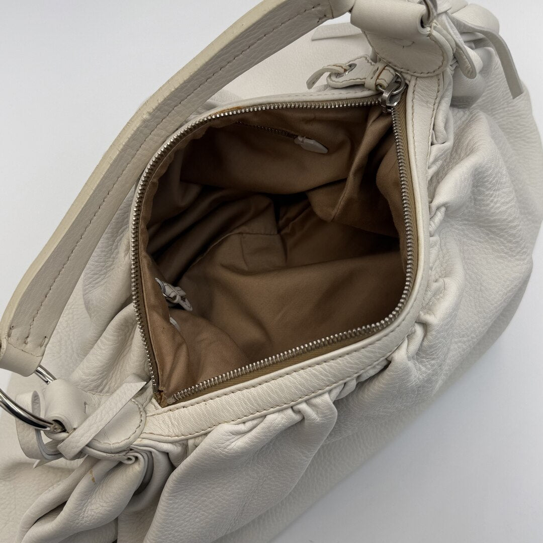 Miu Miu Hobo Bow Leather White Shoulder Bag